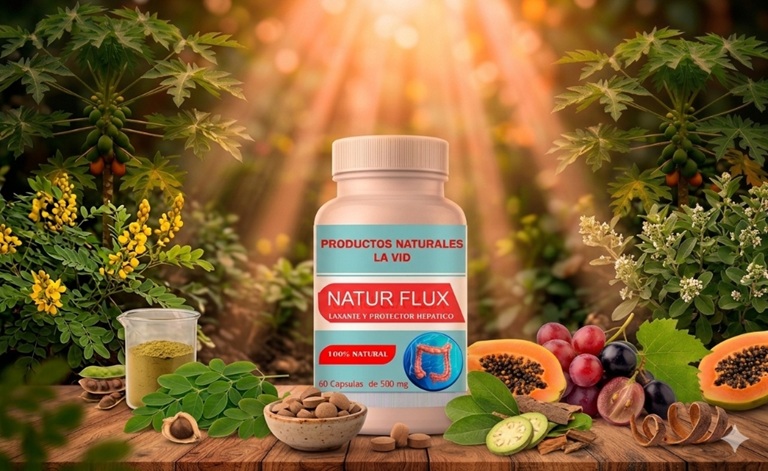 Natur Flux - Frasco con plantas e ingredientes naturales