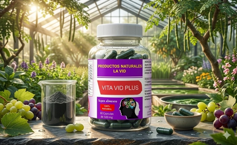 VITA VID FLUX - Frasco rodeado de vegetales verdes
